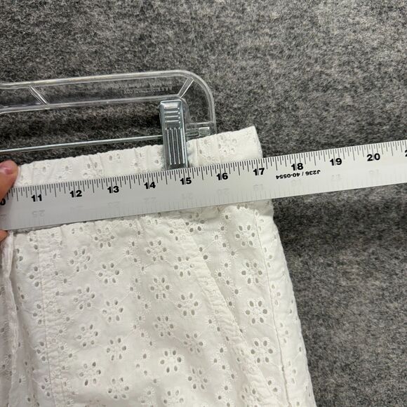Loft Shorts Women M Medium White Floral Embroidered High Rise Chino Drawstring - Picture 3 of 8